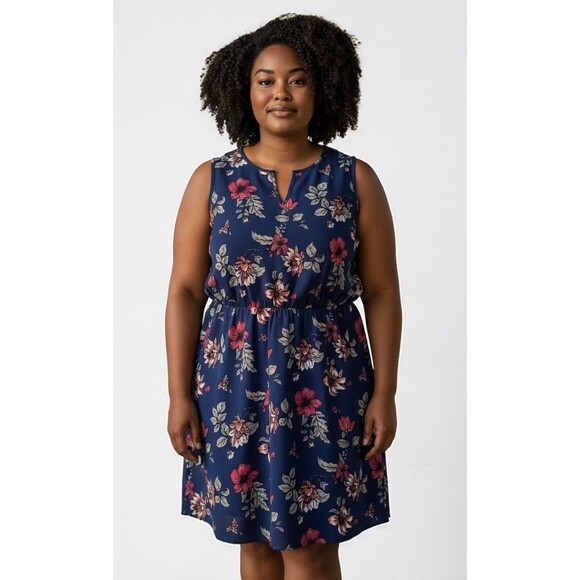Market & Spruce Sleeveless Dress | Navy Floral | Size 1X | NWOT - Picture 1 of 4